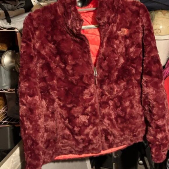 The North Face reversible Orange / Maroon Fleece Jacket - Picture 1 of 6